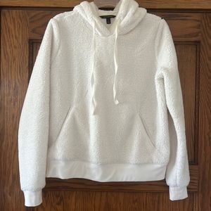 Banana Republic White Teddy Sherpa Hooded Pullover Small